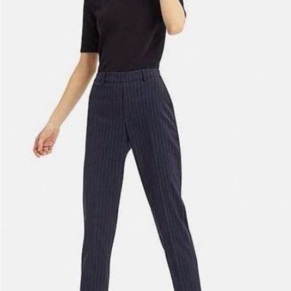 NWT Uniqlo Pinstripe Stretch Pants Dark Gray Sz 0 (24" Waist) Work Trousers